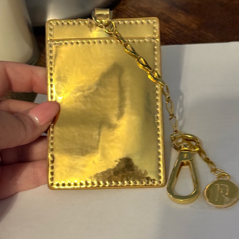 Rabanne Gold Card Holder with Keychain - Picture 2 of 5
